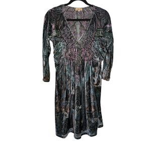 One World Live Let Live Velour Multicolor Dress Women's M